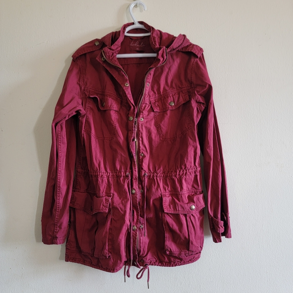 Talula Red Maroon Utility Cargo Jacket Aritzia Medium